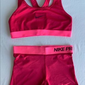 Nike Pro Shorts and Sports Bra Set
